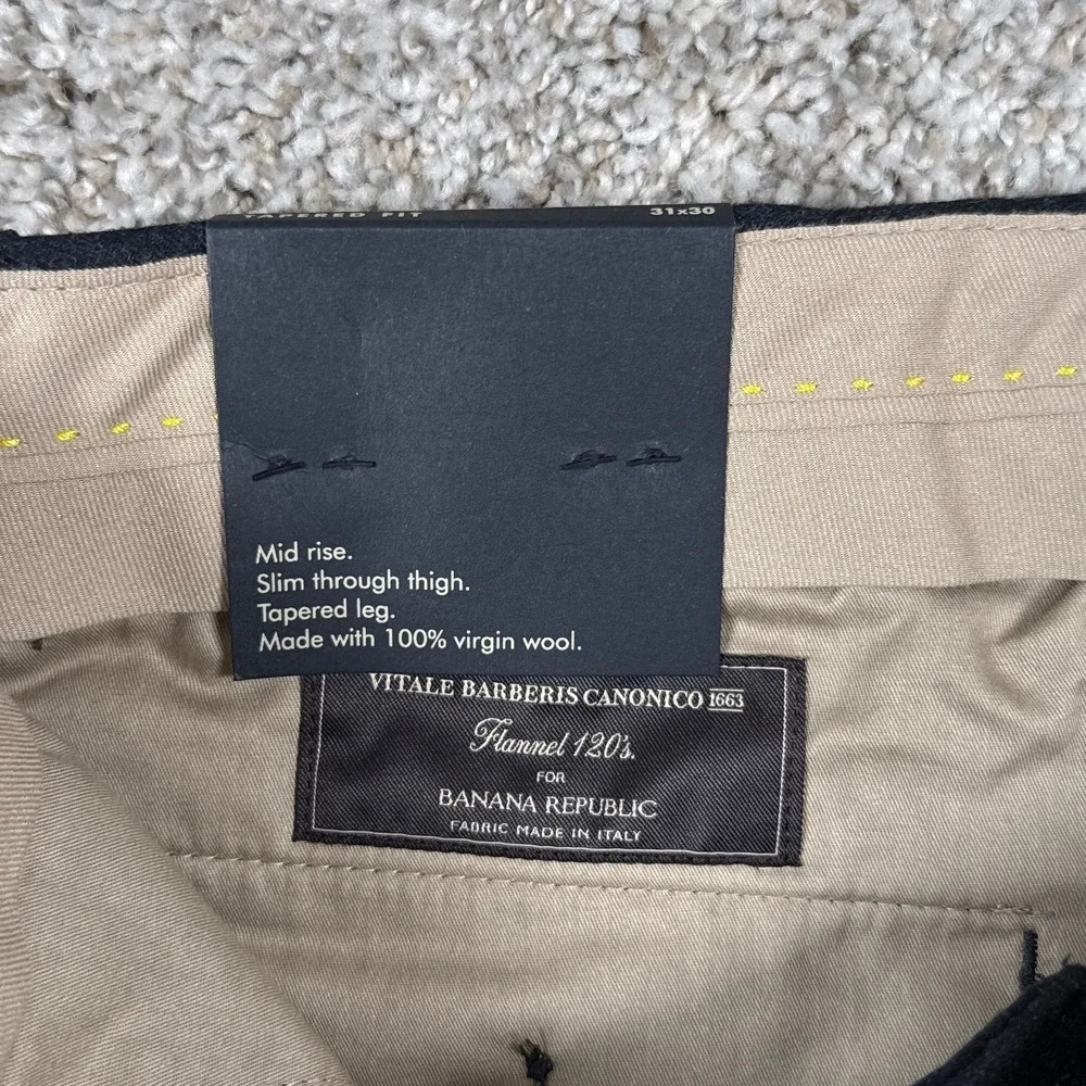 Banana Republic Dress Pants Mens 31x30 Gray Vitale Barberis Virgin Wool Flannel